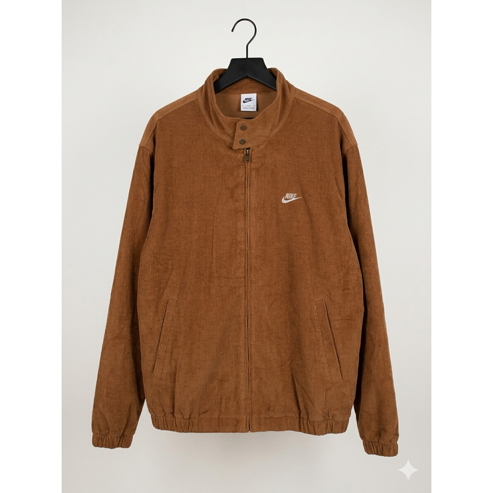 Nike Sportswear Club Corduroy Harrington Jacket Mens XL British Tan Brown FZ0631